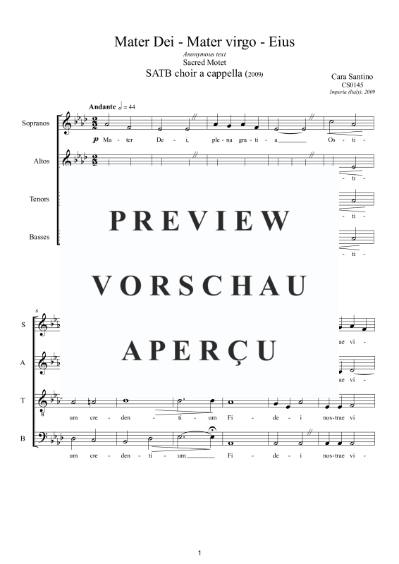 Produktgalerie: Seite 2 von 8 Mater Dei Mater Virgo Eius, , Geistliche Motette für Gemischter Chor