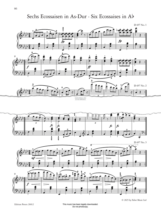 Produktgalerie: Seite 1 von 1 Six Ecossaises in A-flat, D 697, Franz Schubert, Klavier