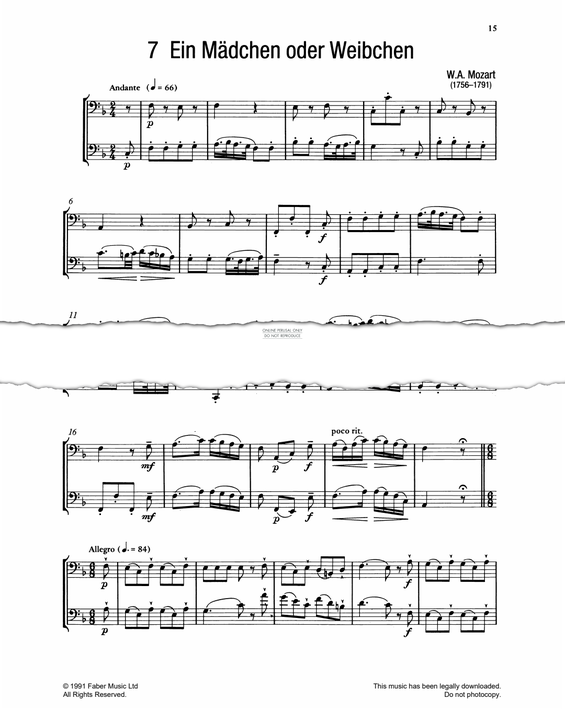 Produktgalerie: Seite 1 von 1 Ein Mädchen oder Weibchen, Wolfgang Amadeus Mozart, Fagott