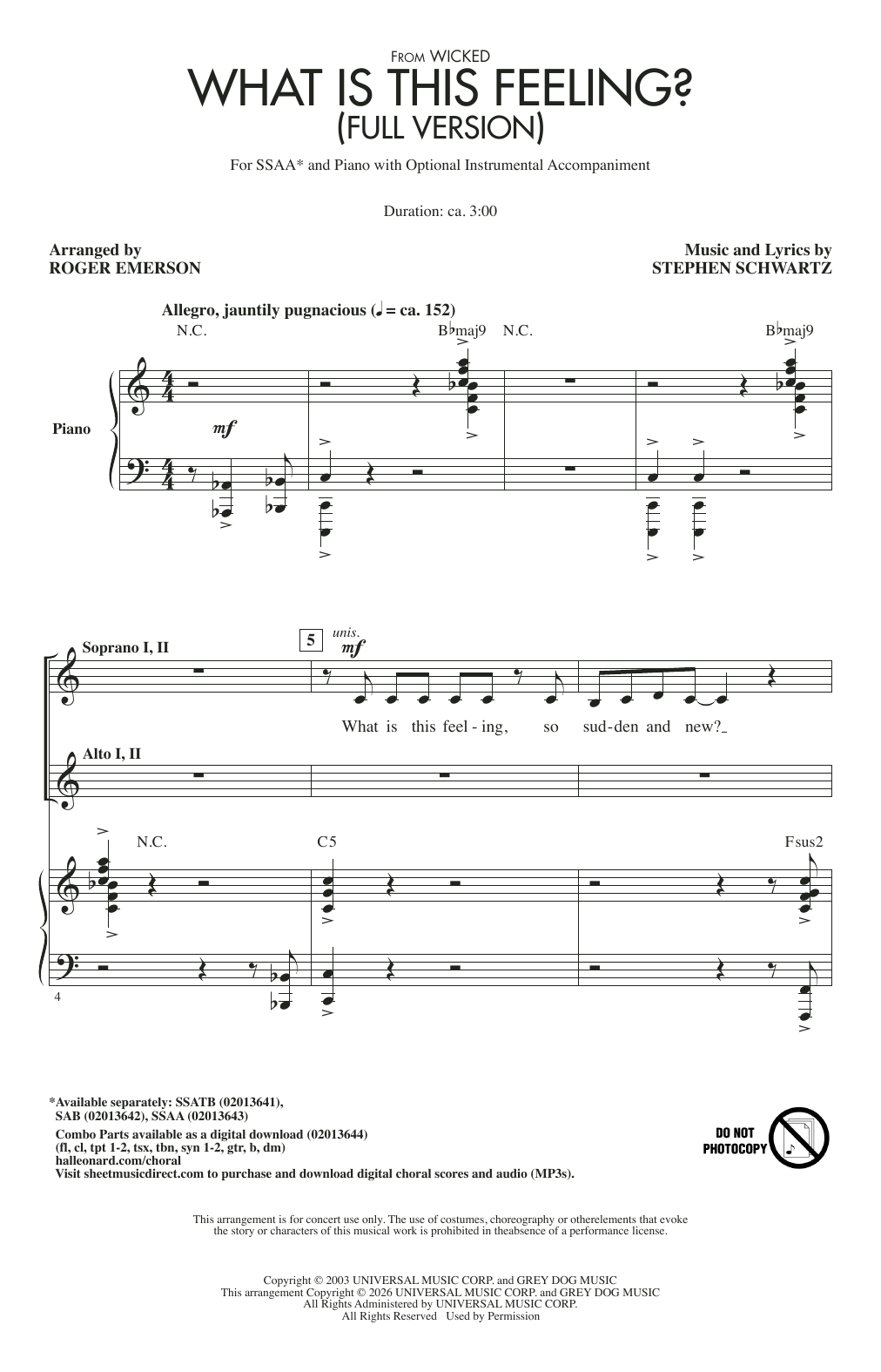 Produktgalerie: Seite 1 von 1 What Is This Feeling? (from Wicked) (Full version) (arr. Roger Emerson), Stephen Schwartz, Chor