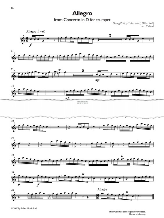 Produktgalerie: Seite 1 von 1 Allegro, Georg Philipp Telemann, Klavier, Trompete