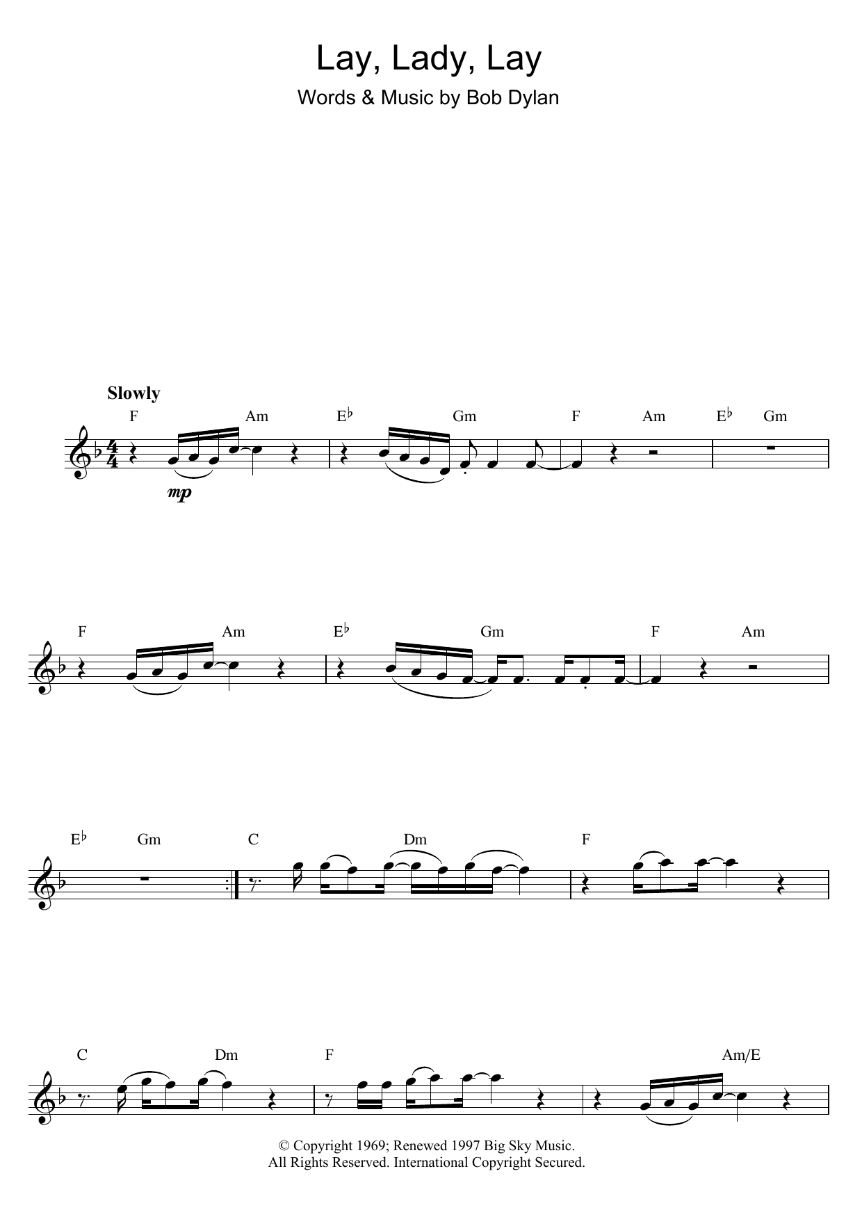 Product gallery: Page 1 of 1 Lay Lady Lay, Bob Dylan