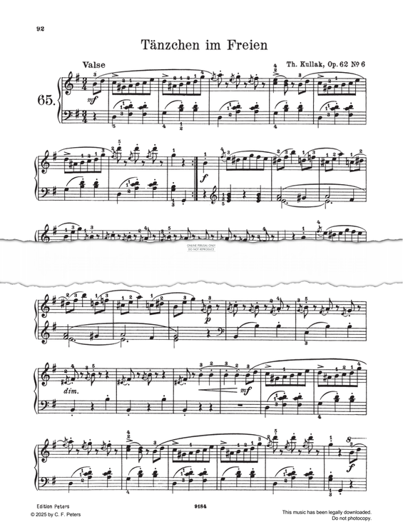 Produktgalerie: Seite 1 von 1 Tänzchen im Freien, Op. 62, Nr. 6, Theodor Kullak, Klavier