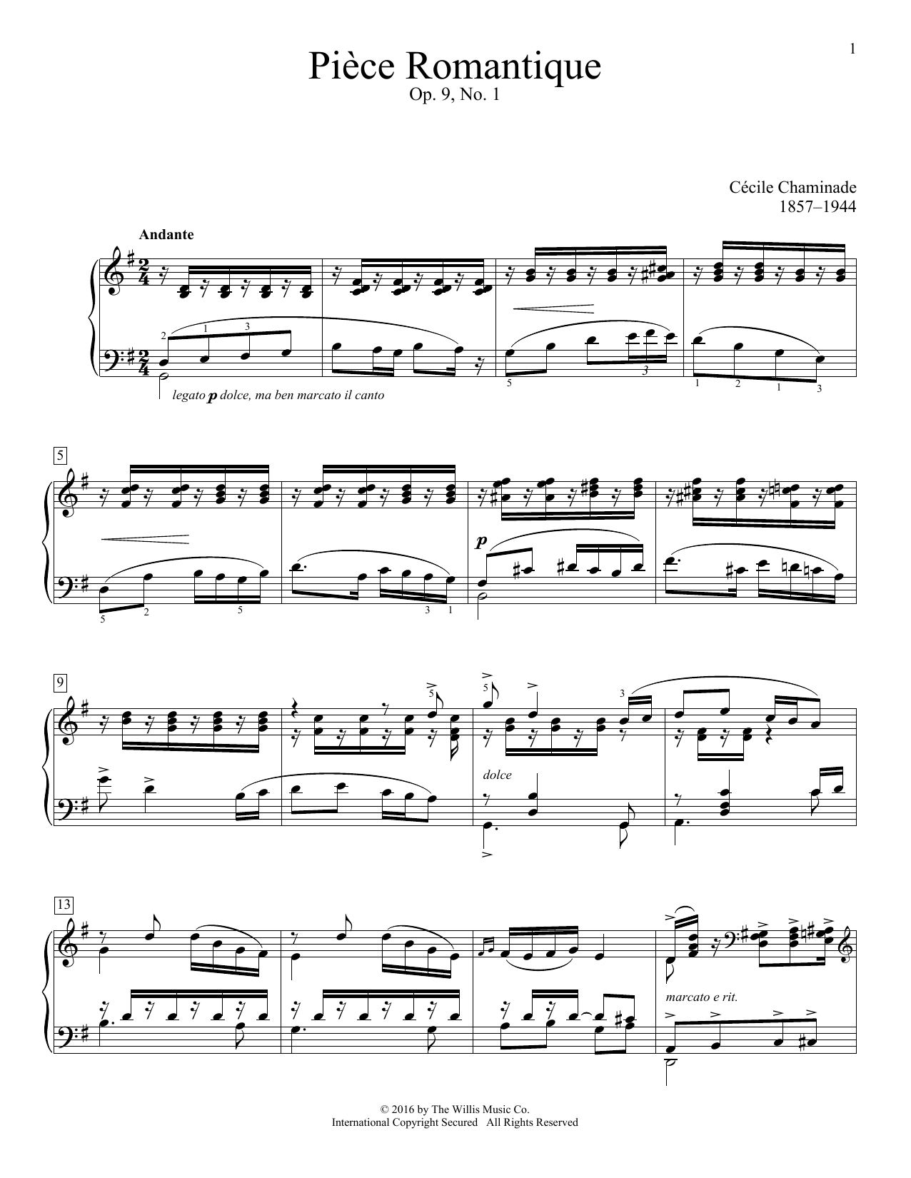 Produktbild zu: Piece Romantique, Op. 9, No. 1
