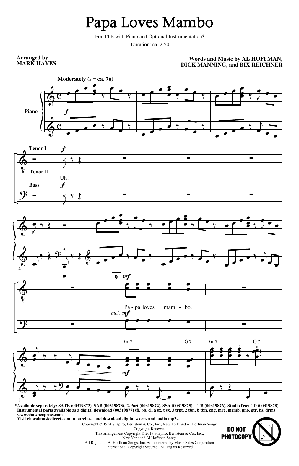 Product picture to: Papa Loves Mambo (arr. Mark Hayes)