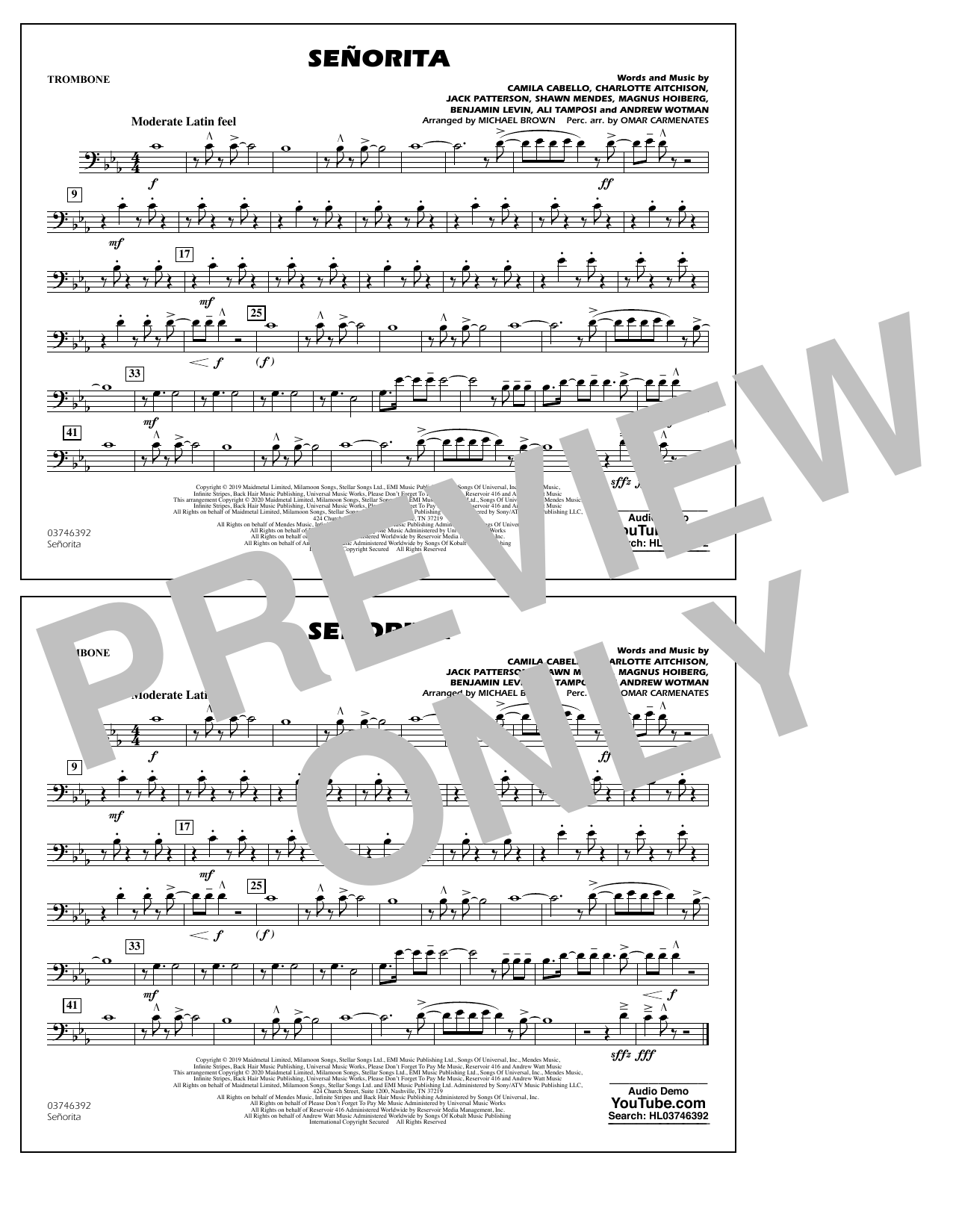 Produktbild zu: Señorita (arr. Carmenates and Brown) - Trombone