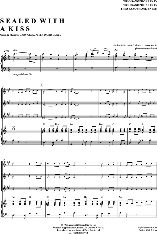 Product picture to: Sealed With A Kiss (Saxophon Trio AAA(T) Jason Donovan