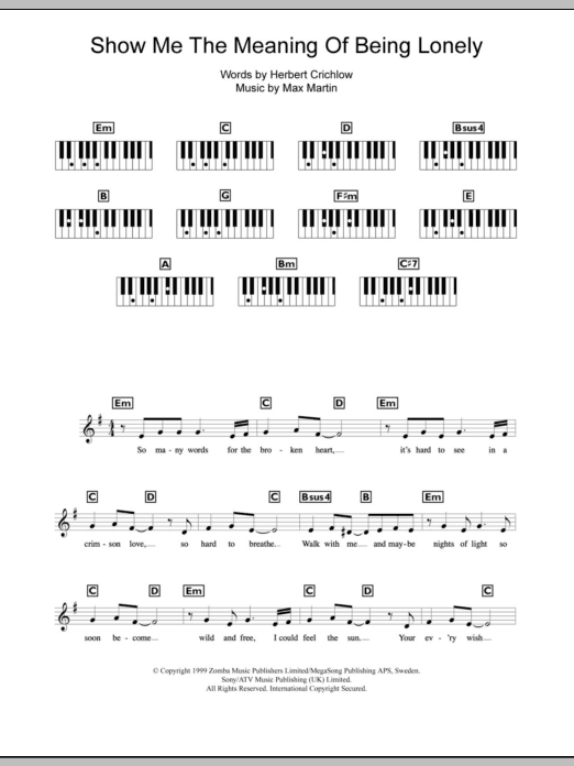 Produktgalerie: Seite 1 von 1 Show Me The Meaning Of Being Lonely, Backstreet Boys, Klavier