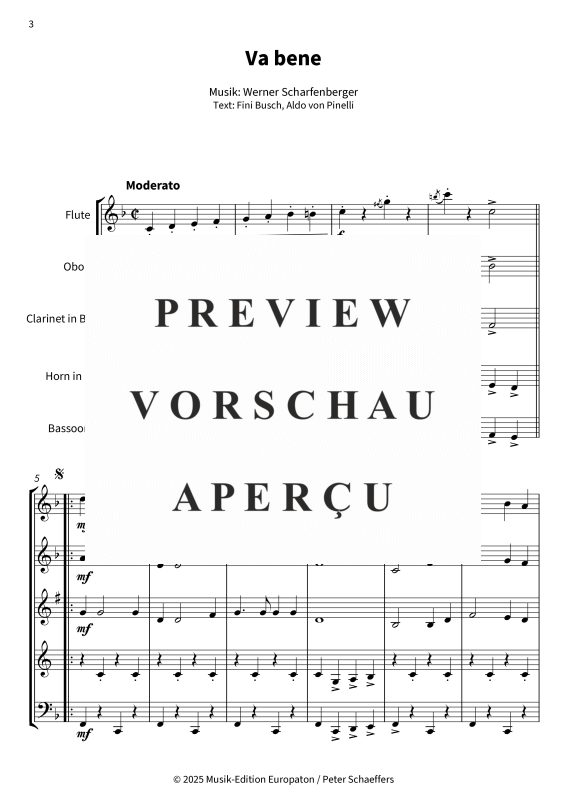 Produktgalerie: Seite 5 von 11 Va bene, Peter Kraus, (Holzbläserquintett)