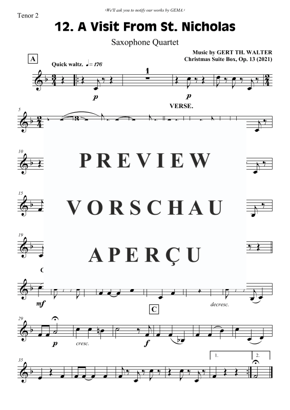 Produktgalerie: Seite 9 von 10 A Visit From St. Nicholas, , Saxophon Quartett S/A A T B/T