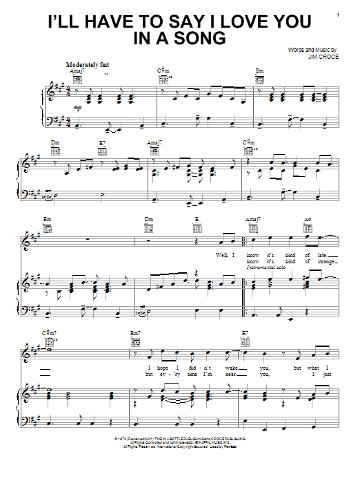 Produktbild zu: I'll Have To Say I Love You In A Song