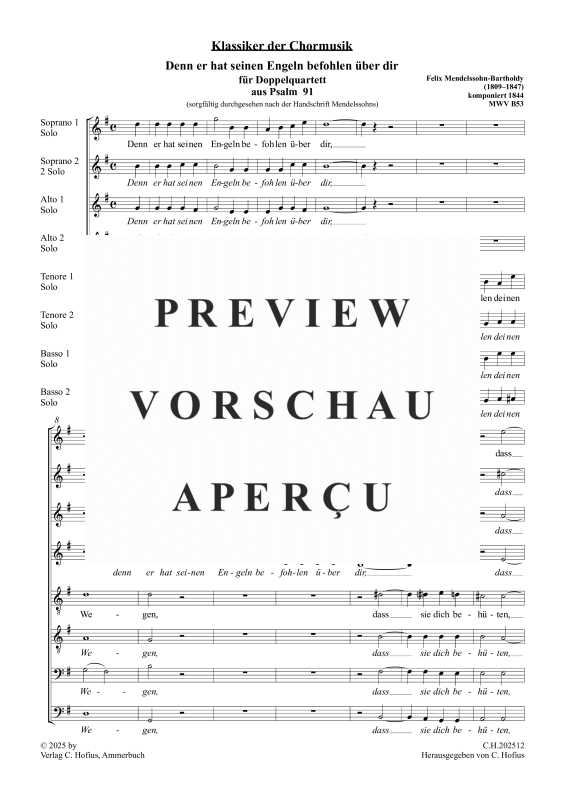Produktgalerie: Seite 2 von 6 Denn er hat seinen Engeln befohlen über dir - Psalm 91 (Klassiker der Chormusik), , Gemischter Chor 8-stimmig