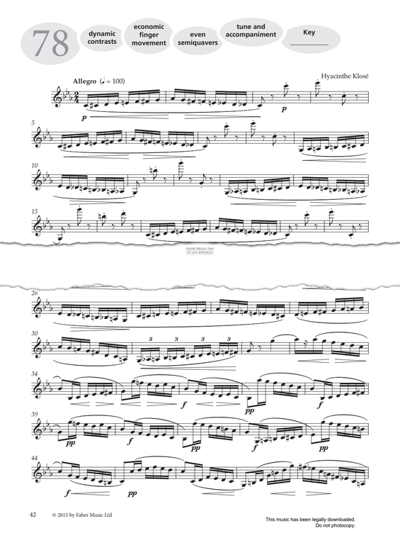 Product gallery: Page 1 of 1 Study No.78 'Allegro' (from 'More Graded Studies For Clarinet Book Two'), Hyacinthe Klose