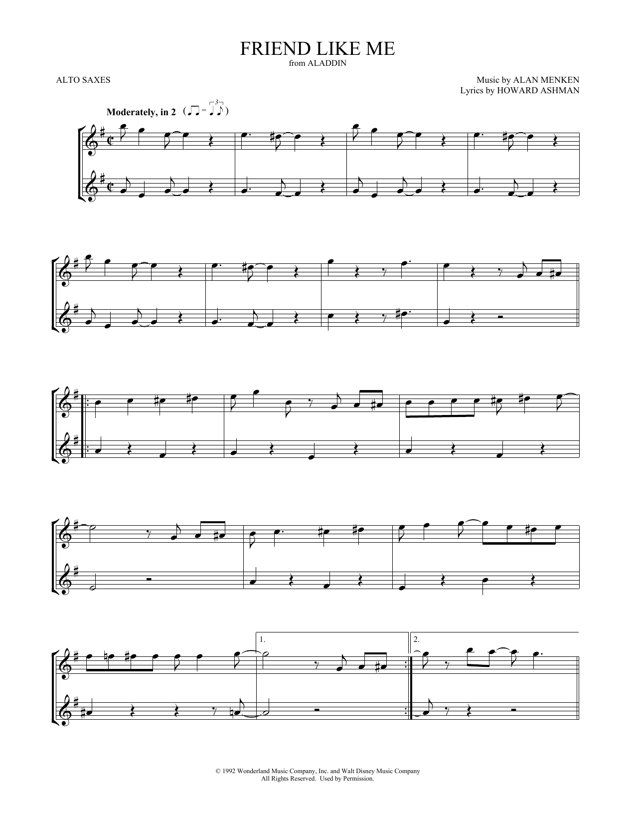 Product gallery: Page 1 of 1 Friend Like Me (from Aladdin), Alan Menken & Howard Ashman