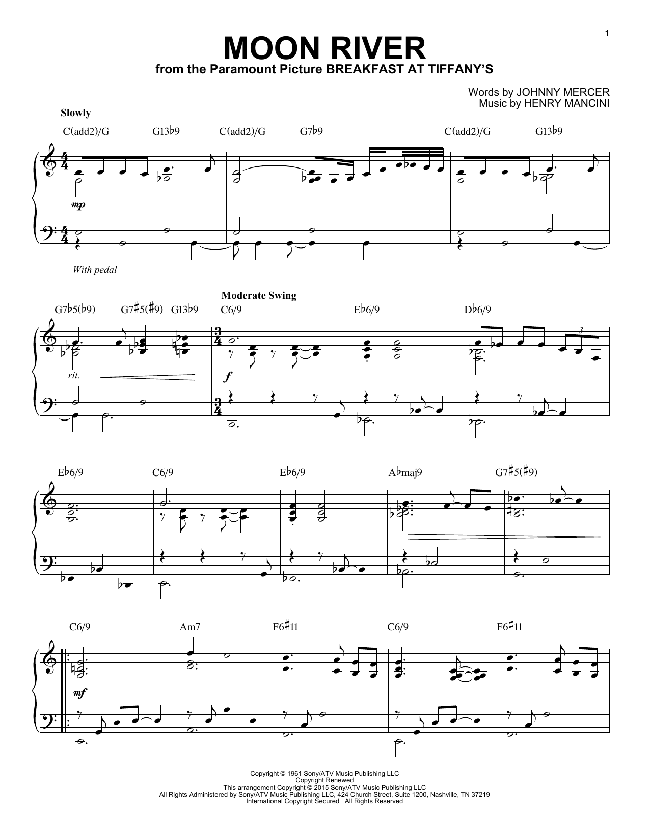 Product picture to: Moon River [Jazz version] (arr. Brent Edstrom)