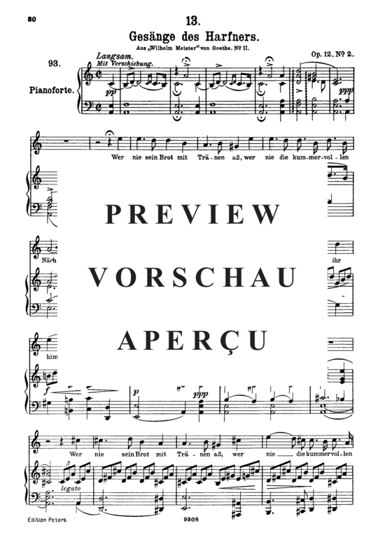 Product gallery: Page 2 of 4 Gesänge des Harfners D.478-2, , High Voice and Piano