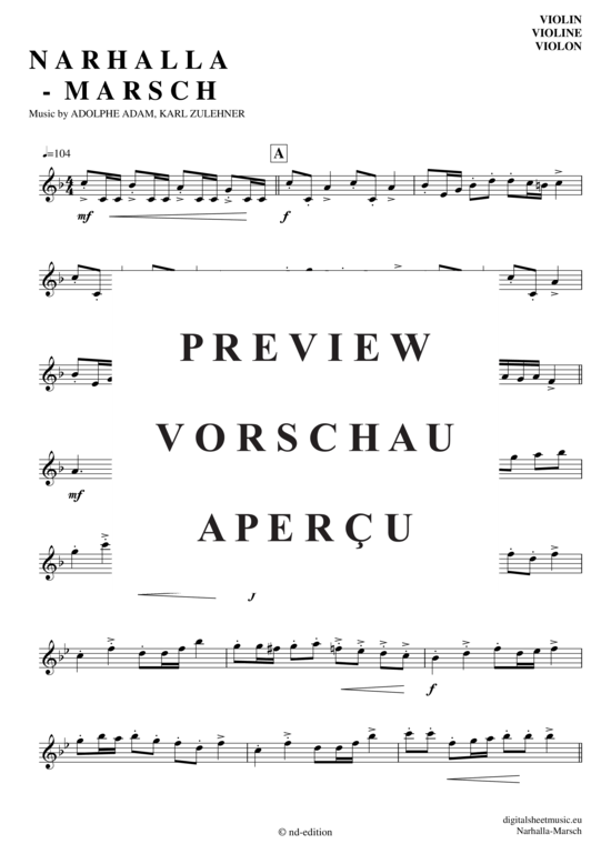 Product gallery: Page 2 of 3 Narhalla-Marsch , Karneval-Fasching, (violin)