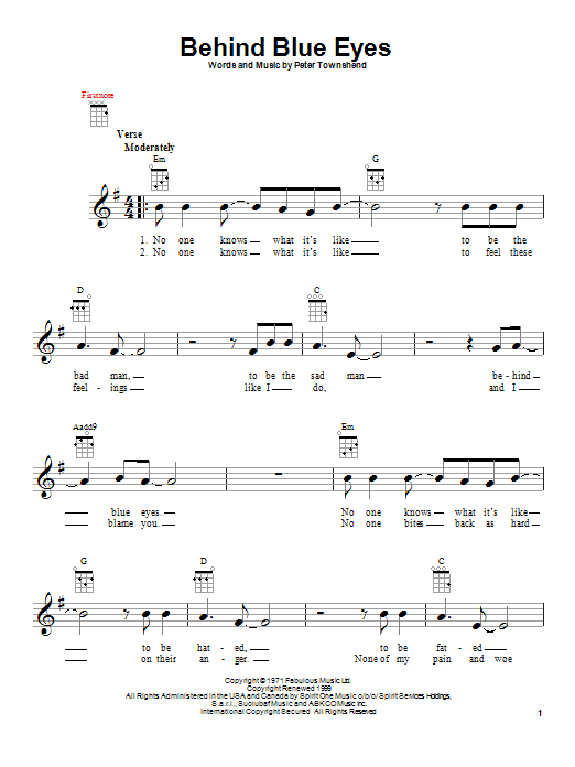 Product gallery: Page 1 of 1 Behind Blue Eyes, The Who