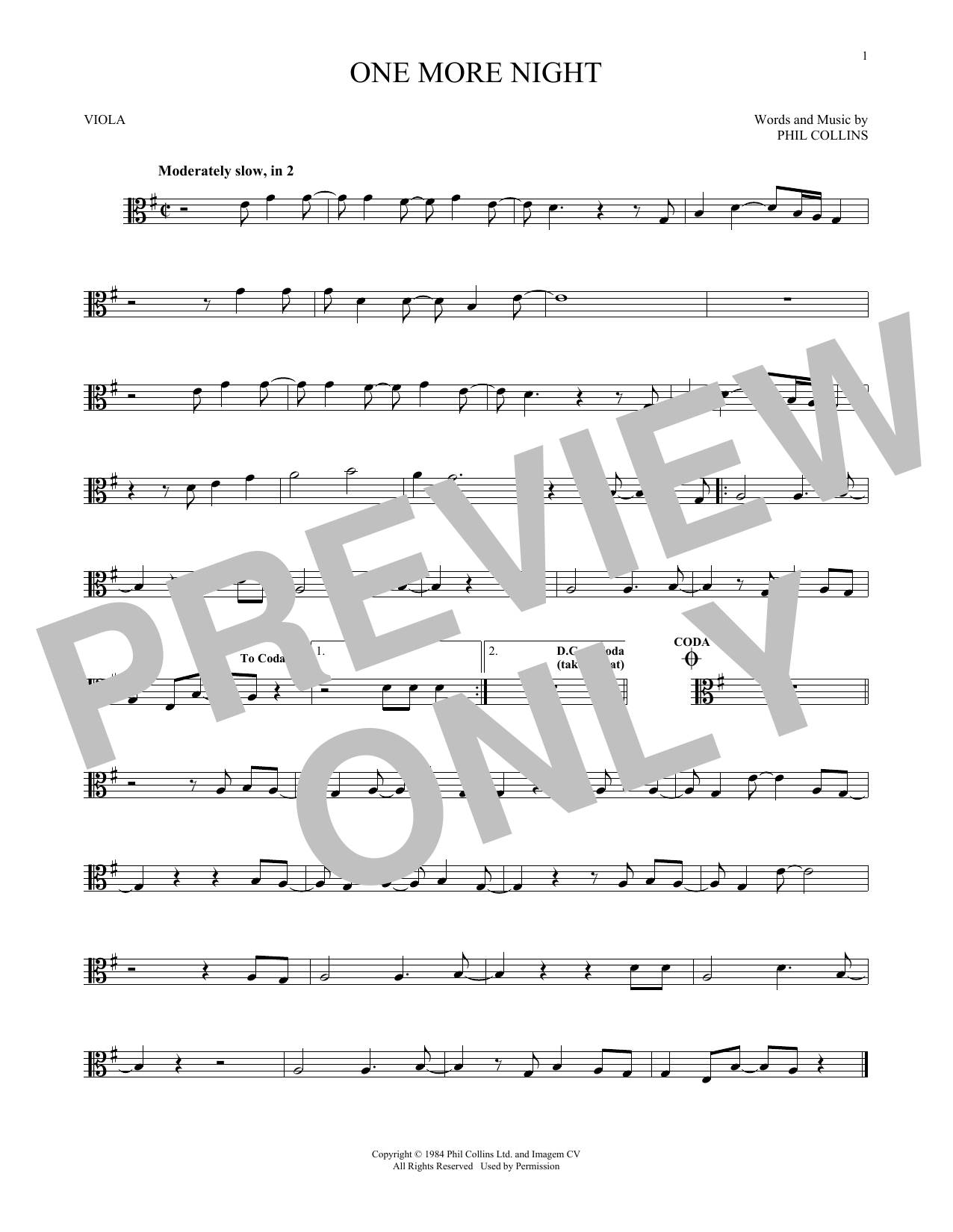 Product gallery: Page 1 of 1 One More Night, Phil Collins