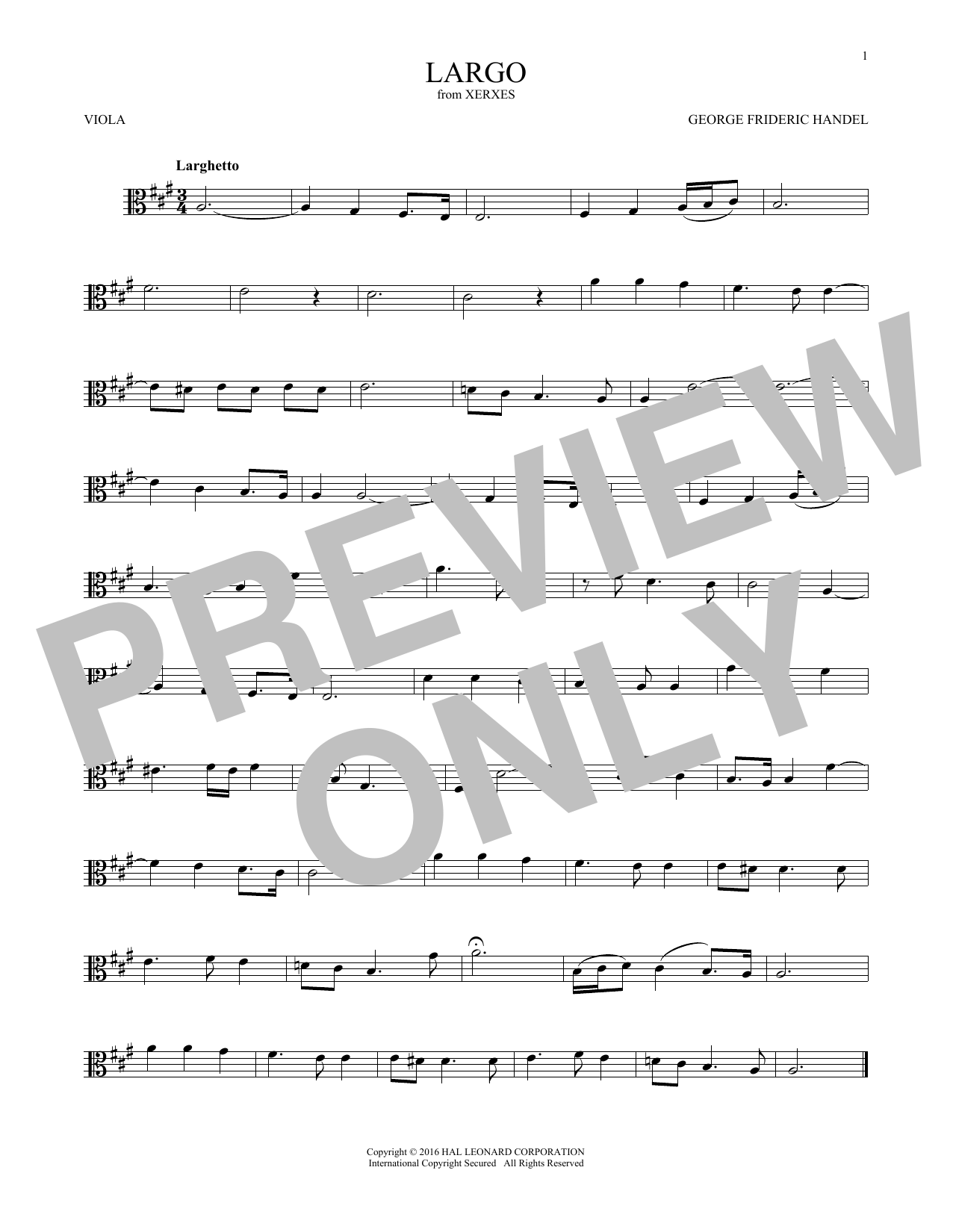 Product gallery: Page 1 of 1 Largo, George Frideric Handel