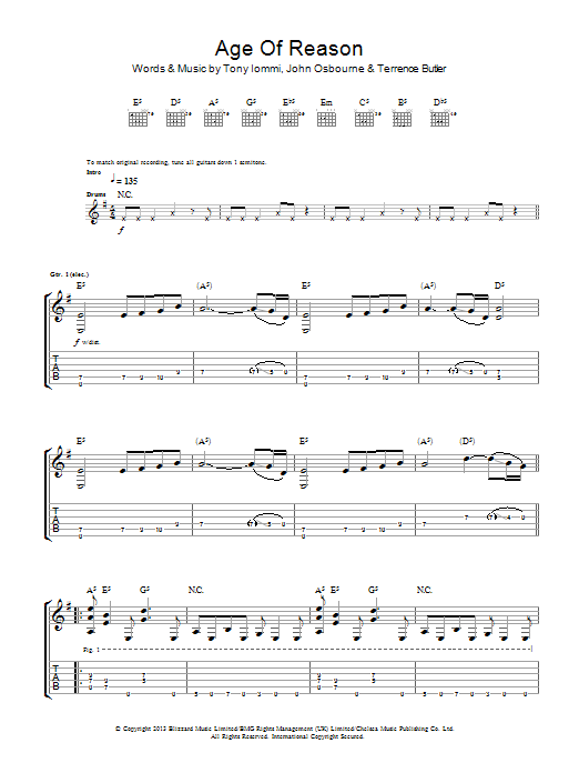 Produktgalerie: Seite 1 von 1 Age Of Reason, Black Sabbath, Gitarre