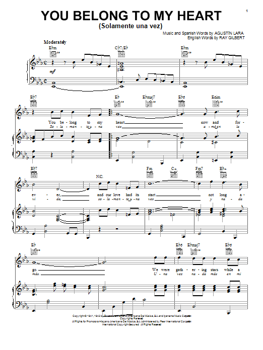 Produktgalerie: Seite 1 von 1 You Belong To My Heart (Solamente Una Vez), Agustin Lara, Gesang, Gitarre, Klavier