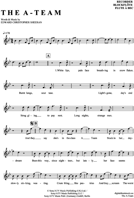 Product gallery: Page 1 of 4 The A-Team , Sheeran, Ed, (recorder)