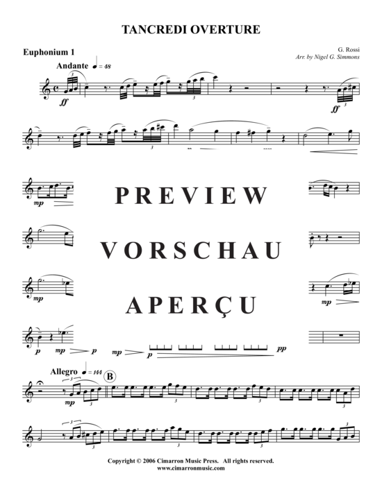 Product gallery: Page 14 of 21 Tancredi Ouvertüre , , (Tuba Quartet: 2x Baritone, 2xTuba)