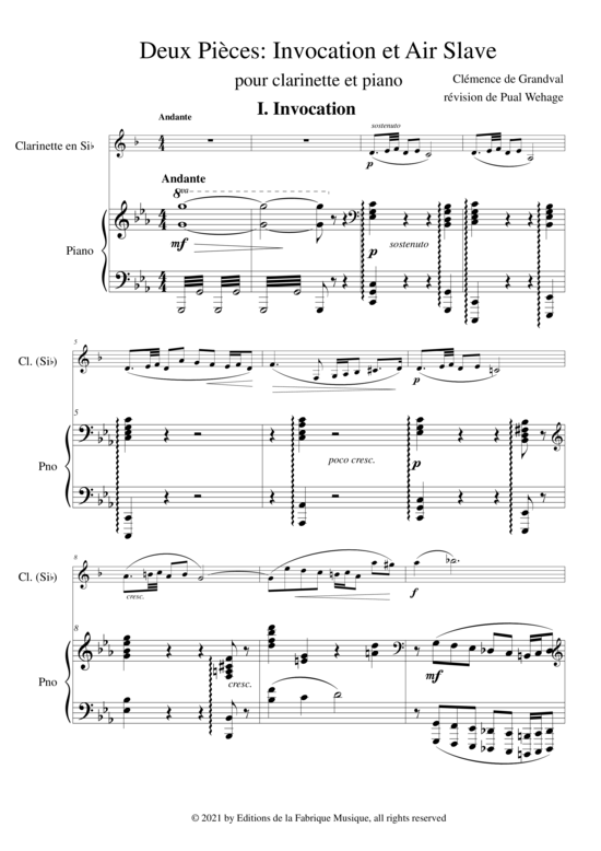 Product picture to: Deux Pièces : Invocation et Air Slave Clemence de Grandval
