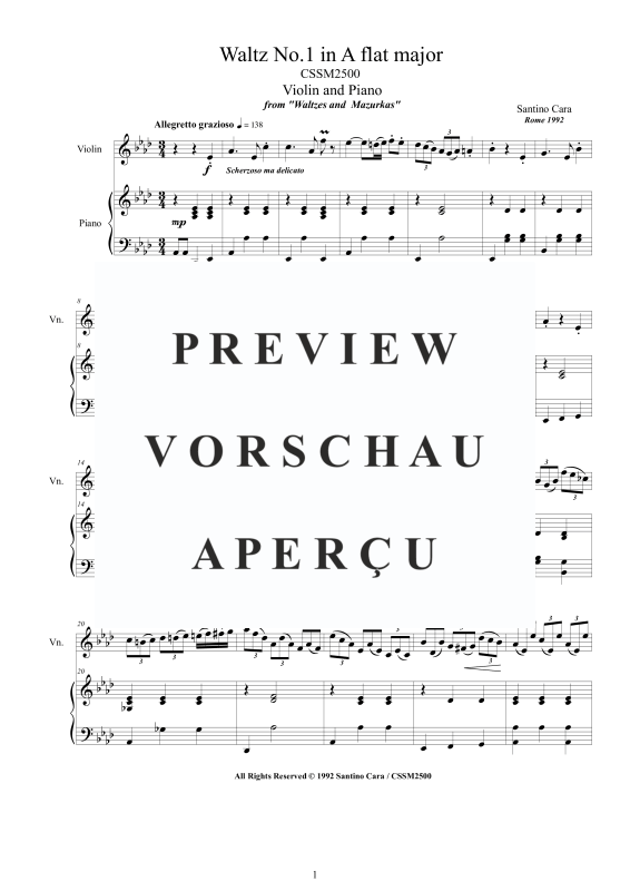 Product gallery: Page 2 of 11 Waltz No.1 in A flat major, , Violin and Piano