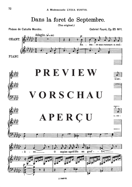 Product gallery: Page 2 of 6 Dans la forêt de septembre Op.85 No.1, , Medium Voice and Piano