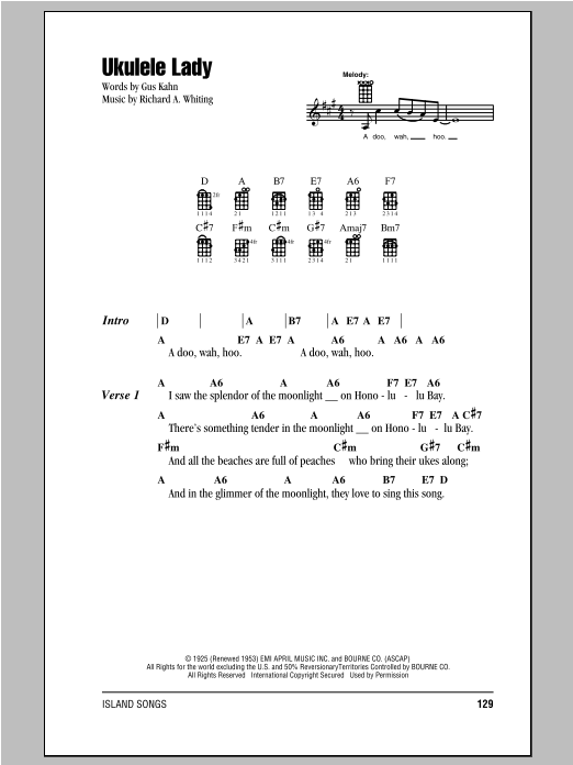 Product gallery: Page 1 of 1 Ukulele Lady, Richard A. Whiting
