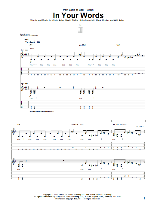 Produktgalerie: Seite 1 von 1 In Your Words, Lamb Of God, Gitarre