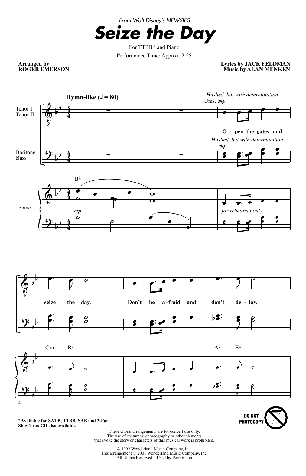 Produktbild zu: Seize The Day (from Newsies) (arr. Roger Emerson)