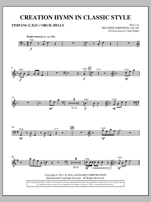 Product picture to: Creation Hymn In Classic Style - Timpani & Bells