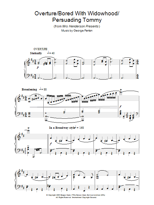 Produktbild zu: Overture/Bored With Widowhood/Persuading Tommy (from Mrs Henderson Presents)