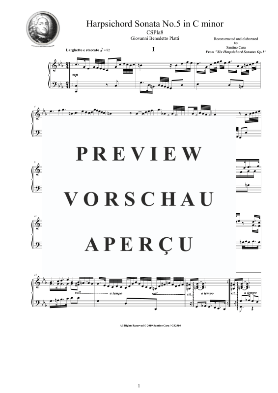 Produktgalerie: Seite 2 von 11 Cembalo Sonate Nr. 5 in C-Moll Op.1, , Cembalo/Klavier Solo