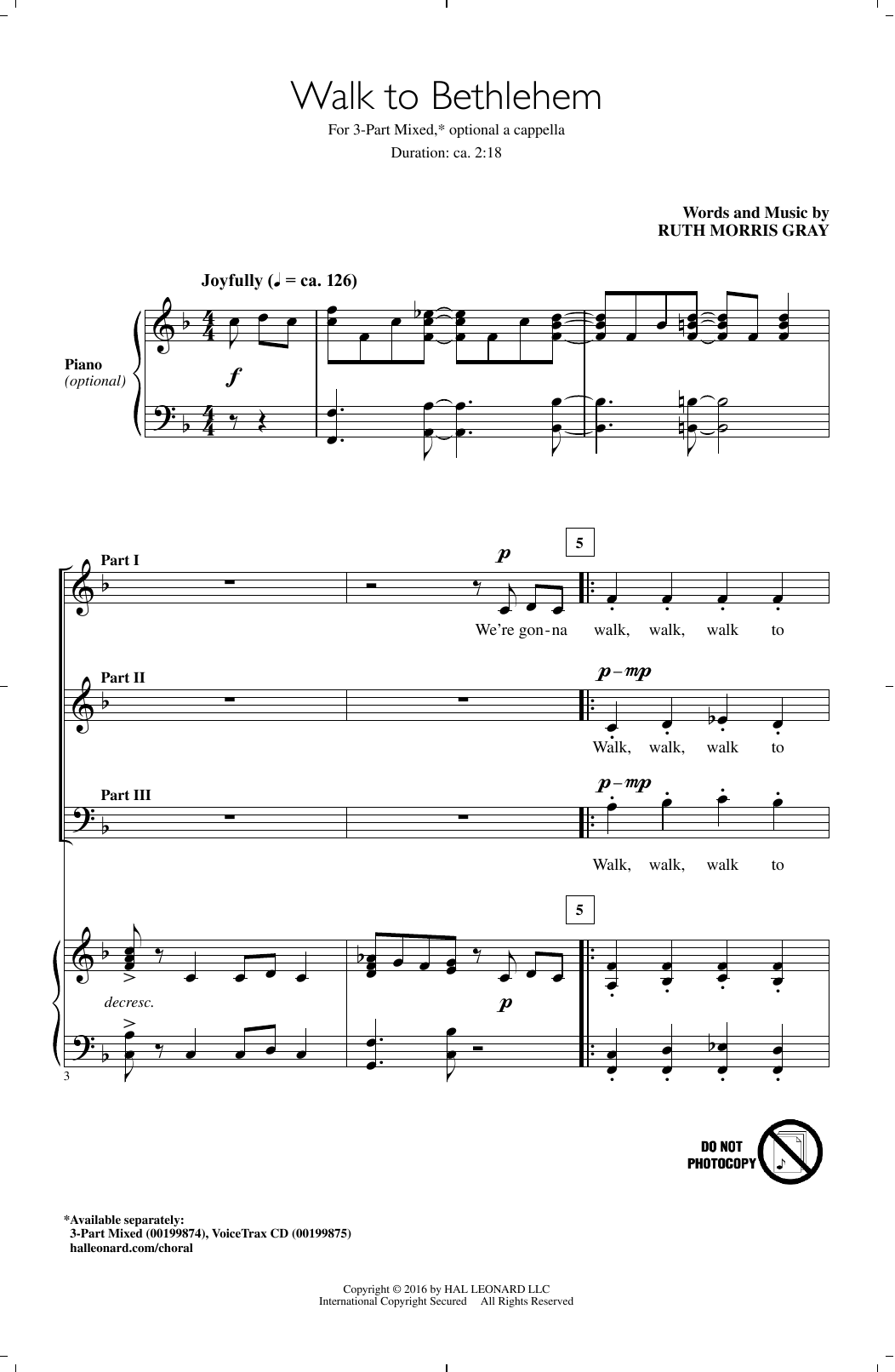 Produktgalerie: Seite 1 von 1 Walk To Bethlehem, Ruth Morris Gray, Chor