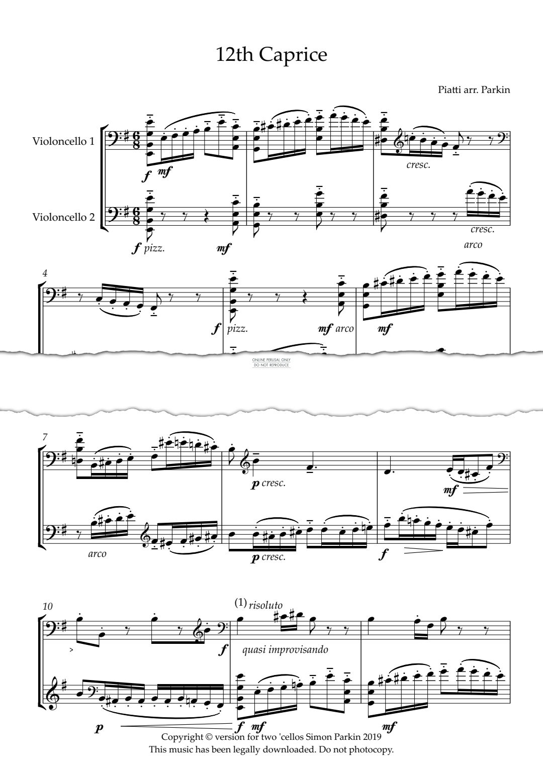 Produktgalerie: Seite 1 von 1 Caprice No.12, Alfredo Piatti, Violoncello
