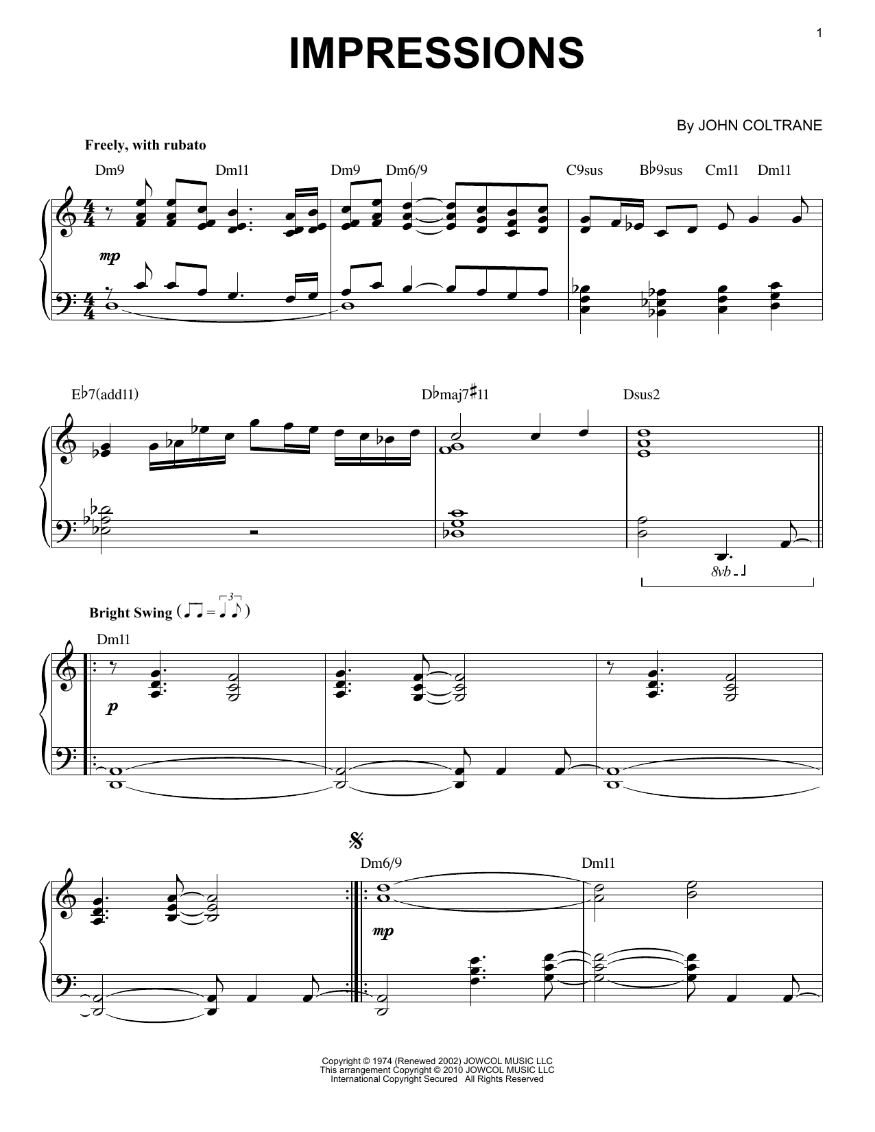 Product gallery: Page 1 of 1 Impressions (arr. Brent Edstrom), John Coltrane