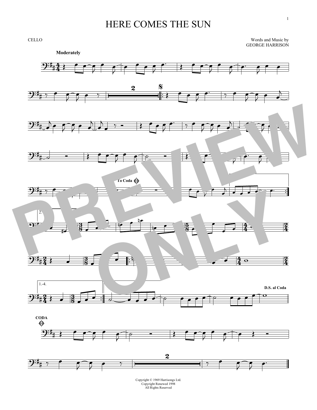 Produktgalerie: Seite 1 von 1 Here Comes The Sun, The Beatles, Violoncello