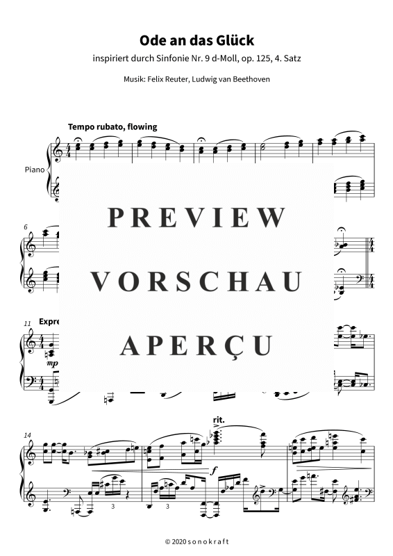 gallery: Ode an das Glück - inspiriert durch Sinfonie Nr. 9 d-Moll, op. 125, 4. Satz, , Klavier Solo