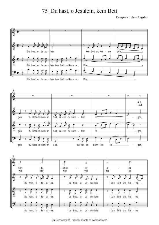 Product picture to: Du hast, o Jesulein, kein Bett Motette