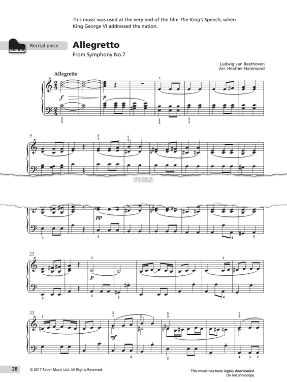 Product gallery: Page 1 of 1 Allegretto (from 'Symphony No.7'), Ludwig van Beethoven