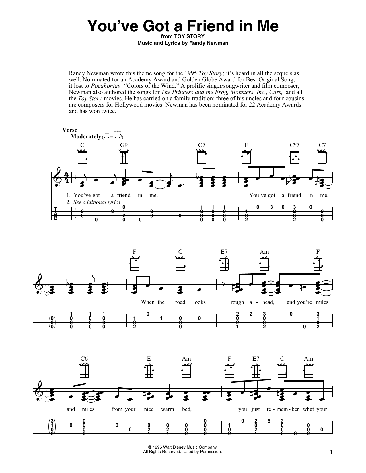 Product gallery: Page 1 of 1 You've Got A Friend In Me (from Toy Story) (arr. Fred Sokolow), Randy Newman