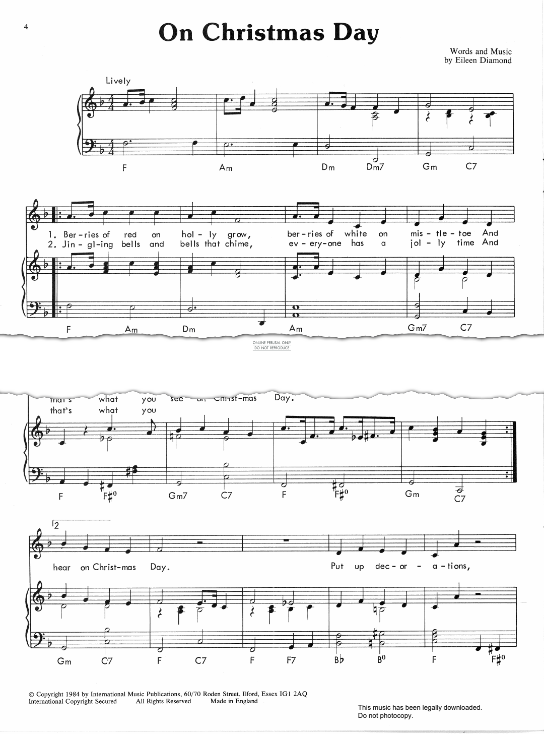 Product gallery: Page 1 of 1 On Christmas Day, Eileen Diamond