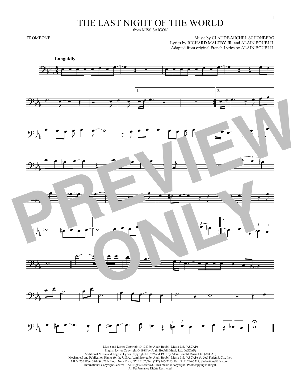Product gallery: Page 1 of 1 The Last Night Of The World, Claude-Michel Schonberg