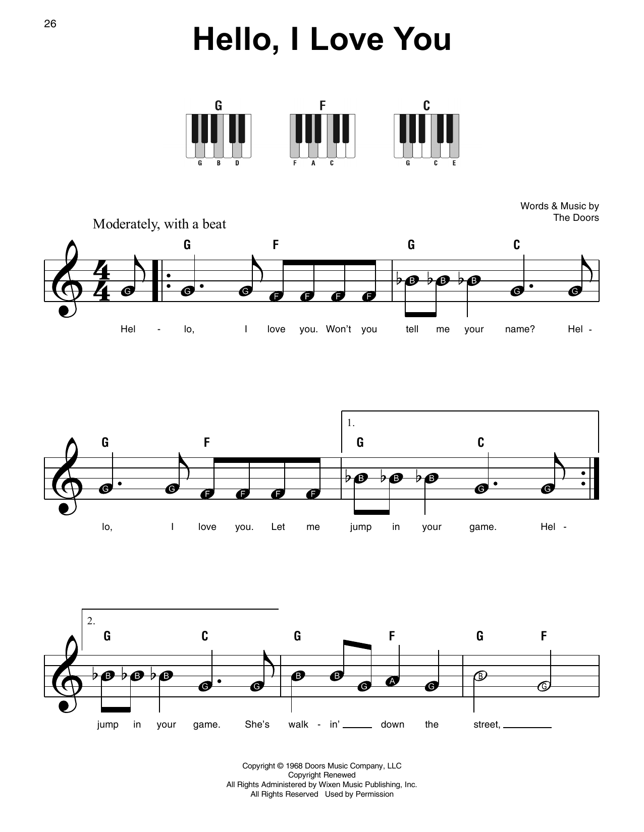 Produktgalerie: Seite 1 von 1 Hello, I Love You, The Doors, Klavier