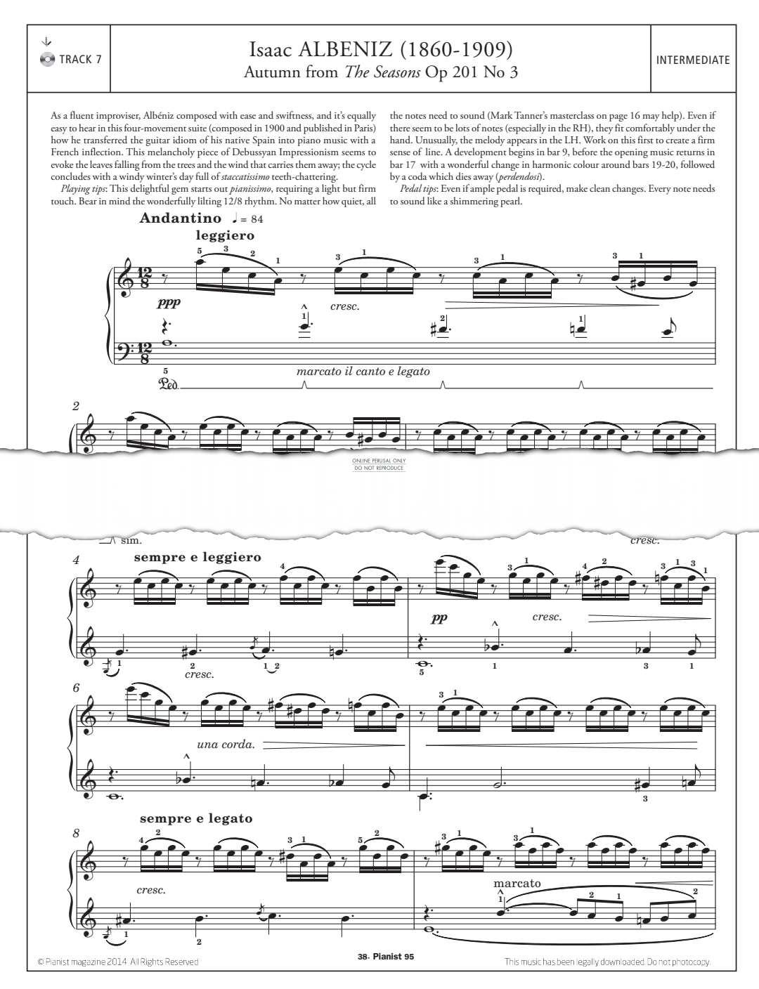 Product gallery: Page 1 of 1 Autumn from 'The Seasons Op.201, No.3', Isaac Albeniz