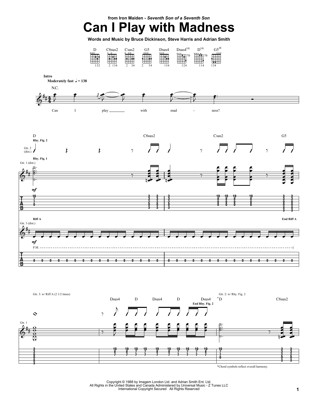 Produktgalerie: Seite 1 von 1 Can I Play With Madness, Iron Maiden, Gitarre